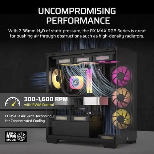 CORSAIR iCUE LINK RX140MAX RGB 140mm Cabinet Fan - Black (Dual Pack)